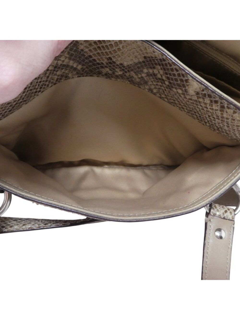 Coach Campbell F27895 Snakeskin Print Leather Satchel Shoulder Bag Purse - Picture 12 of 13
